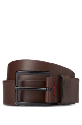 HUGO LEATHER BELT WITH MATTE GUNMETAL HARDWARE