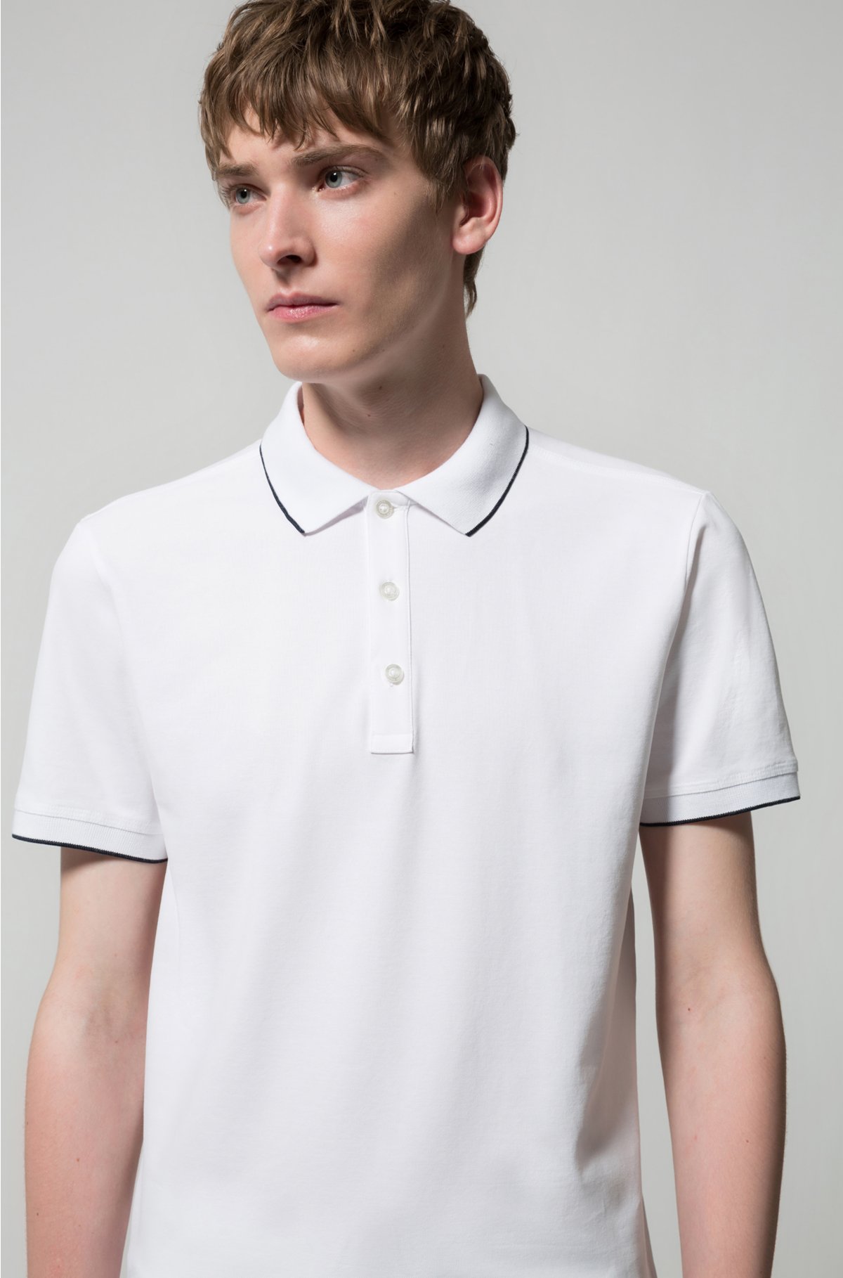 Slim-Fit Contrast-Tipped Cotton-Piqué Polo Shirt