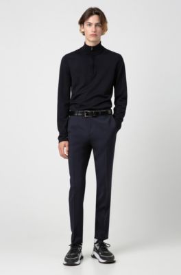 Ceinture en cuir italien avec garniture en m&eacute;tal bruni poli, Noir