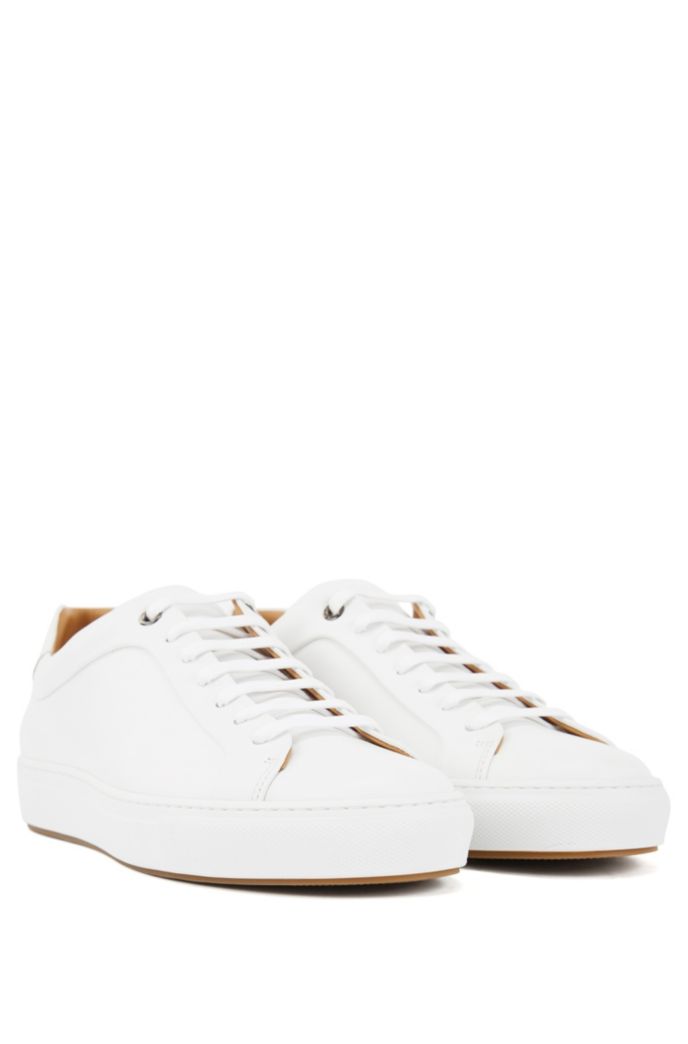 hugo boss italian crafted trainers in burnished leather