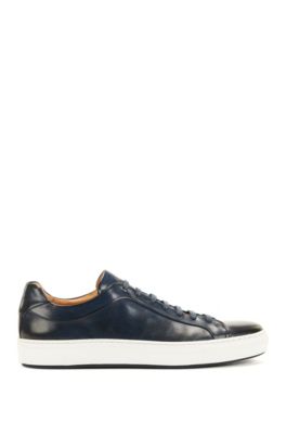 Low-top trainers in burnished calf leather