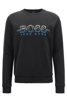 Crew-neck logo sweatshirt in a cotton blend, Black
