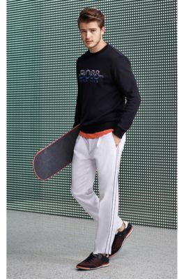 Crew-neck logo sweatshirt in a cotton blend, Black