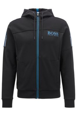 Boss Hooded Sweatshirt With Contrast Zipper And Logo Detail 