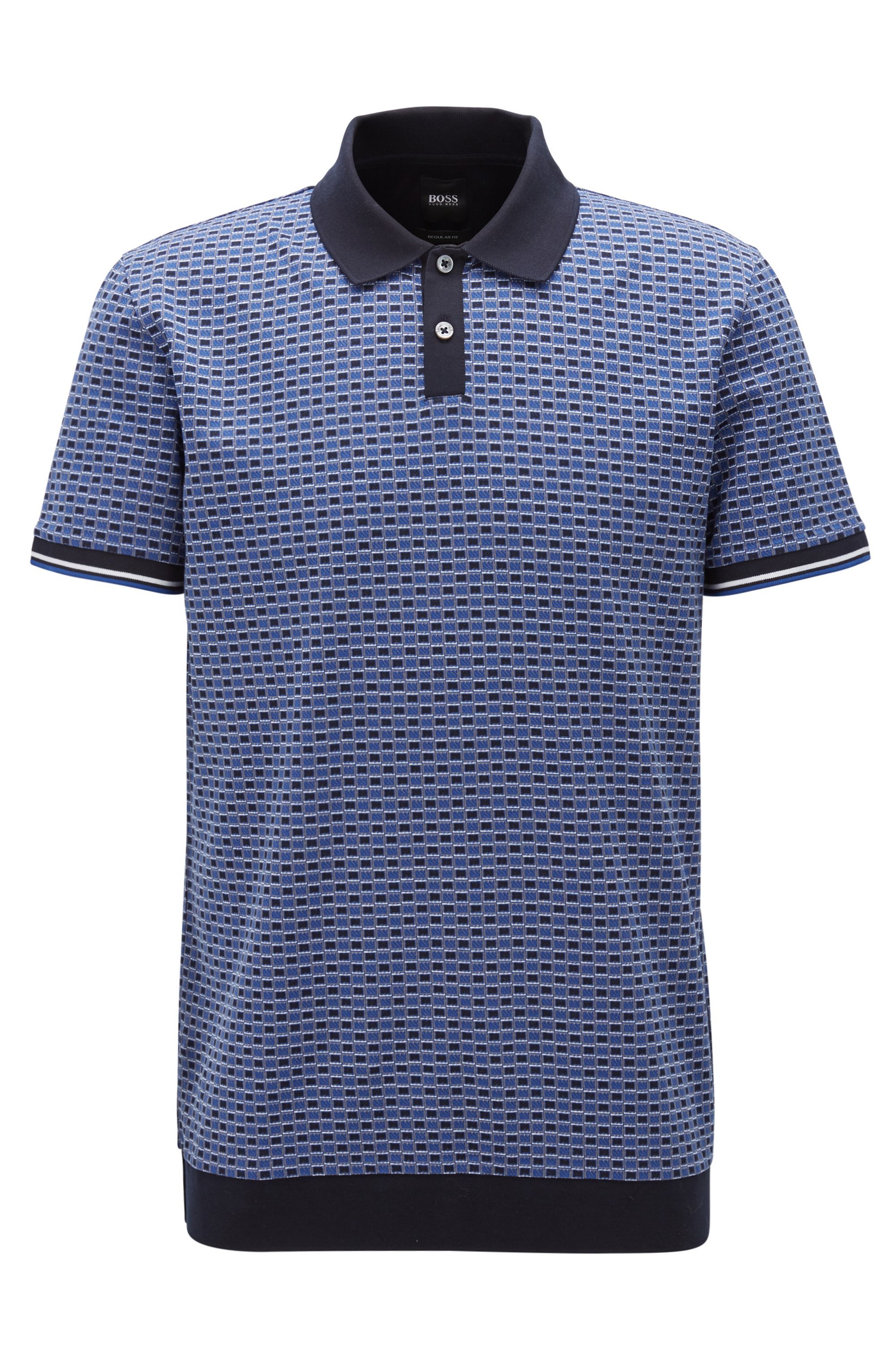 BOSS - Micro-patterned polo shirt in cotton jacquard