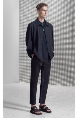 Mercerized cotton polo shirt with contrast zip, Open Blue