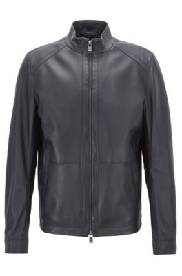 Regular-fit blouson jacket in nappa lambskin, Open Blue