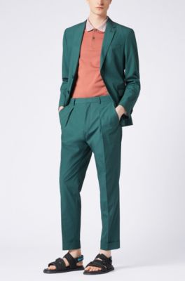 Slim-fit polo shirt with two-tone collar, Open Red