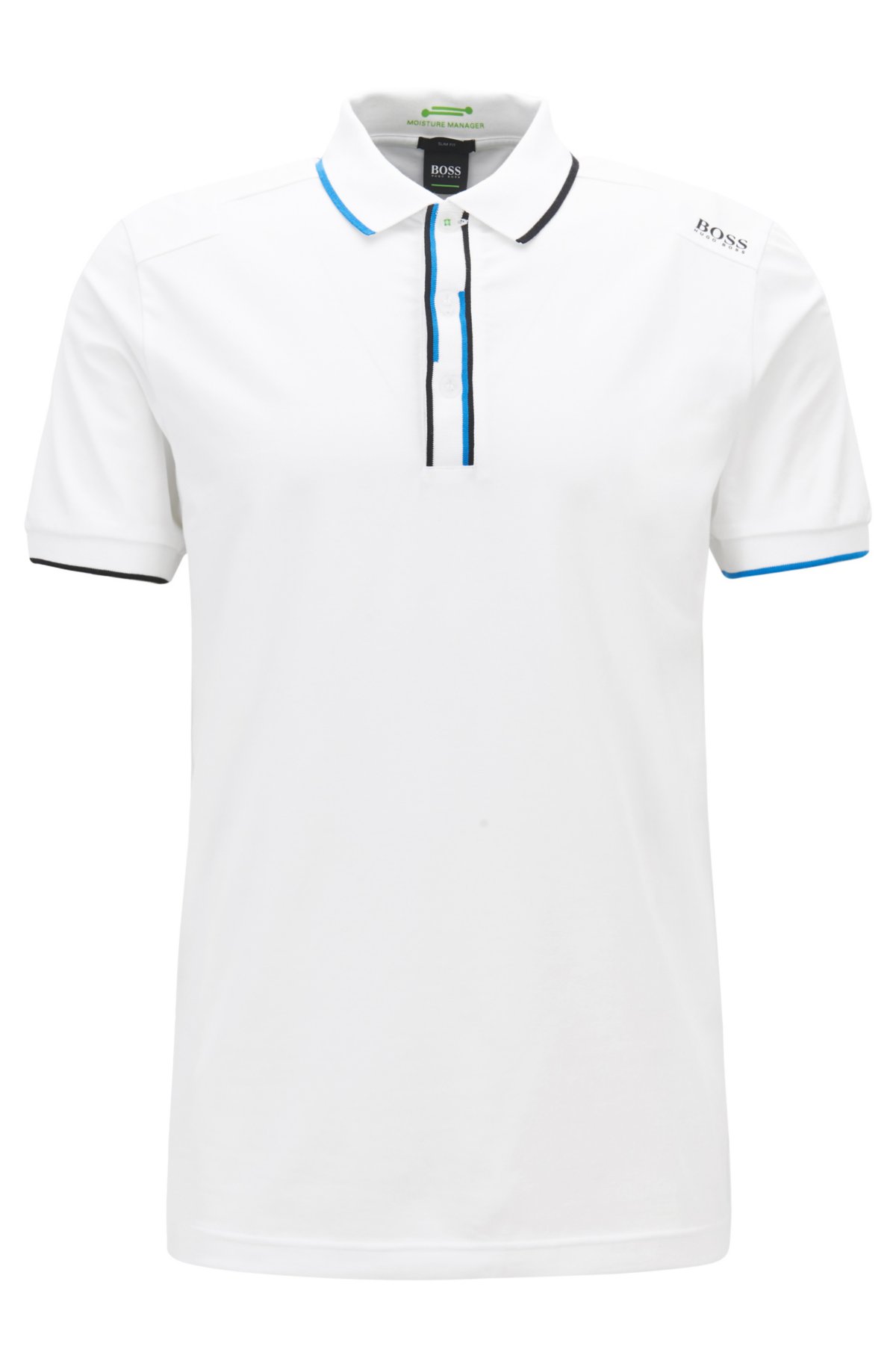 BOSS - Slim-fit polo shirt with shifted stripes