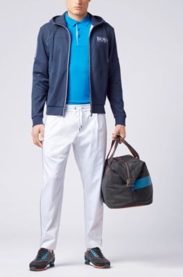 Slim-fit polo shirt with S.Caf&eacute;&reg; and side-seam branding, Blue