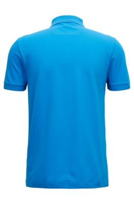 Slim-fit polo shirt with S.Caf&eacute;&reg; and side-seam branding, Blue