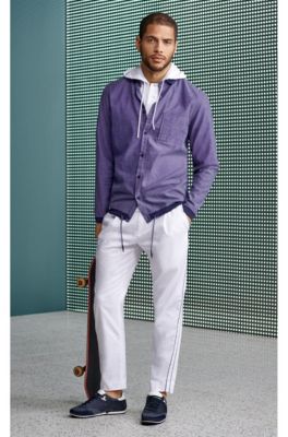 Relaxed-fit polo shirt in cotton piqu&eacute; with hood, White