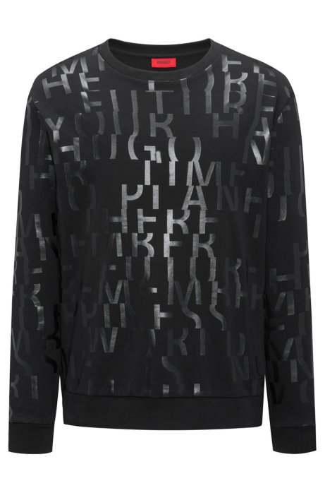 HUGO - Oversized-fit sweatshirt in pure cotton with abstract slogan