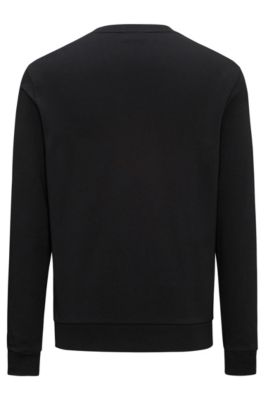 Regular-fit sweatshirt in interlock cotton with reverse logo, Black