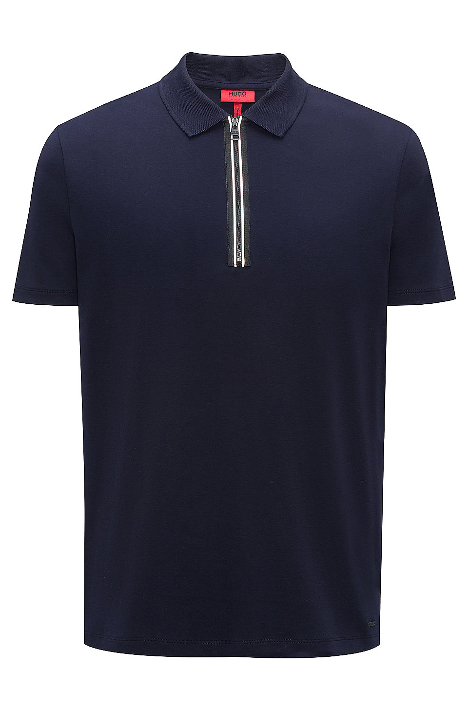 HUGO - Polo shirt in interlock cotton with contrast zipper detail