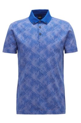 BOSS - Slim-fit polo shirt in climbing-inspired cotton jacquard