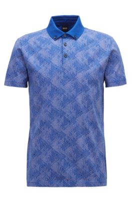 BOSS Slim-fit polo shirt in climbing-inspired cotton jacquard