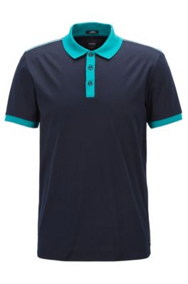 Slim-fit polo shirt in mercerized cotton, Open Blue