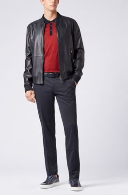 Slim-fit polo shirt in mercerized cotton, Red