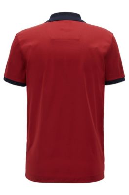Slim-fit polo shirt in mercerized cotton, Red