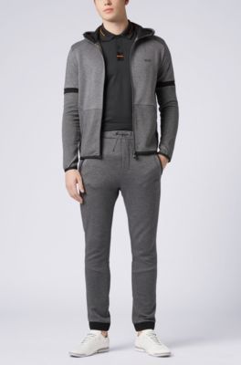 Slim-fit polo shirt with moisture management, Black