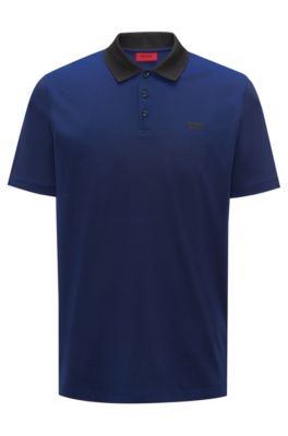 Polo shirt in Oxford cotton piqu&eacute; with contrast collar, Dark Blue