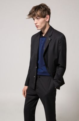 Polo shirt in Oxford cotton piqu&eacute; with contrast collar, Dark Blue