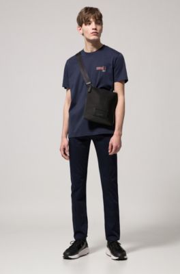 Oversized-fit T-shirt with reverse logo print, Dark Blue