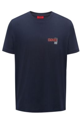 Oversized-fit T-shirt with reverse logo print, Dark Blue