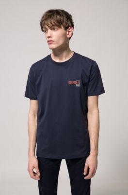 Oversized-fit T-shirt with reverse logo print, Dark Blue