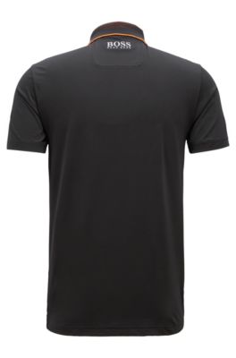 Slim-fit polo shirt in moisture-wicking stretch fabric, Black