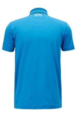 Slim-fit polo shirt in moisture-wicking stretch fabric, Blue