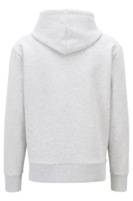 Hooded sweatshirt in stretch-cotton blend with embossed logo, Light Grey