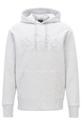 BOSS - Hooded sweatshirt in stretch-cotton blend with embossed logo