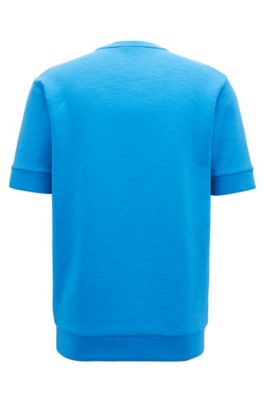 Short-sleeved sweatshirt with embossed logo, Blue