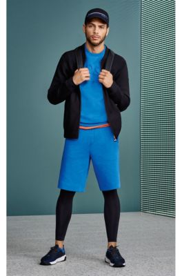 Short-sleeved sweatshirt with embossed logo, Blue