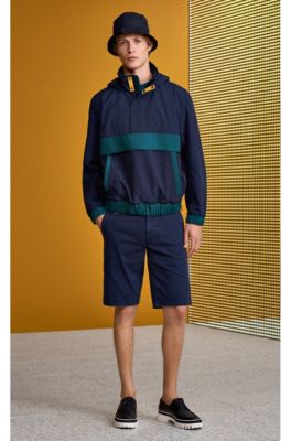 Boxy fit logo T-shirt in color-block cotton, Dark Blue