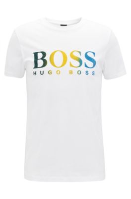 Jersey T-shirt with d&eacute;grad&eacute; flocked logo, White