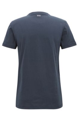 Jersey T-shirt with d&eacute;grad&eacute; flocked logo, Dark Blue