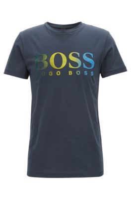 Jersey T-shirt with d&eacute;grad&eacute; flocked logo, Dark Blue
