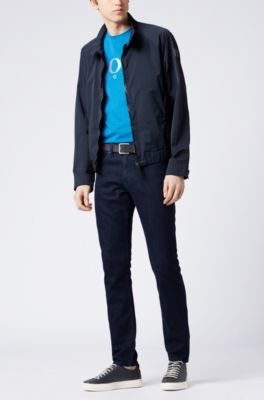 Jersey T-shirt with d&eacute;grad&eacute; flocked logo, Blue