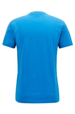 Jersey T-shirt with d&eacute;grad&eacute; flocked logo, Blue