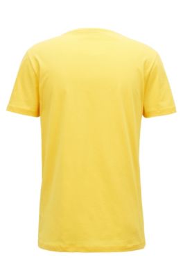 Jersey T-shirt with d&eacute;grad&eacute; flocked logo, Yellow