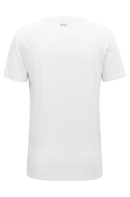 Photographic-print T-shirt in washed Pima cotton, White