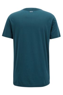 Pima-cotton T-shirt with mixed-print graphic, Dark Green