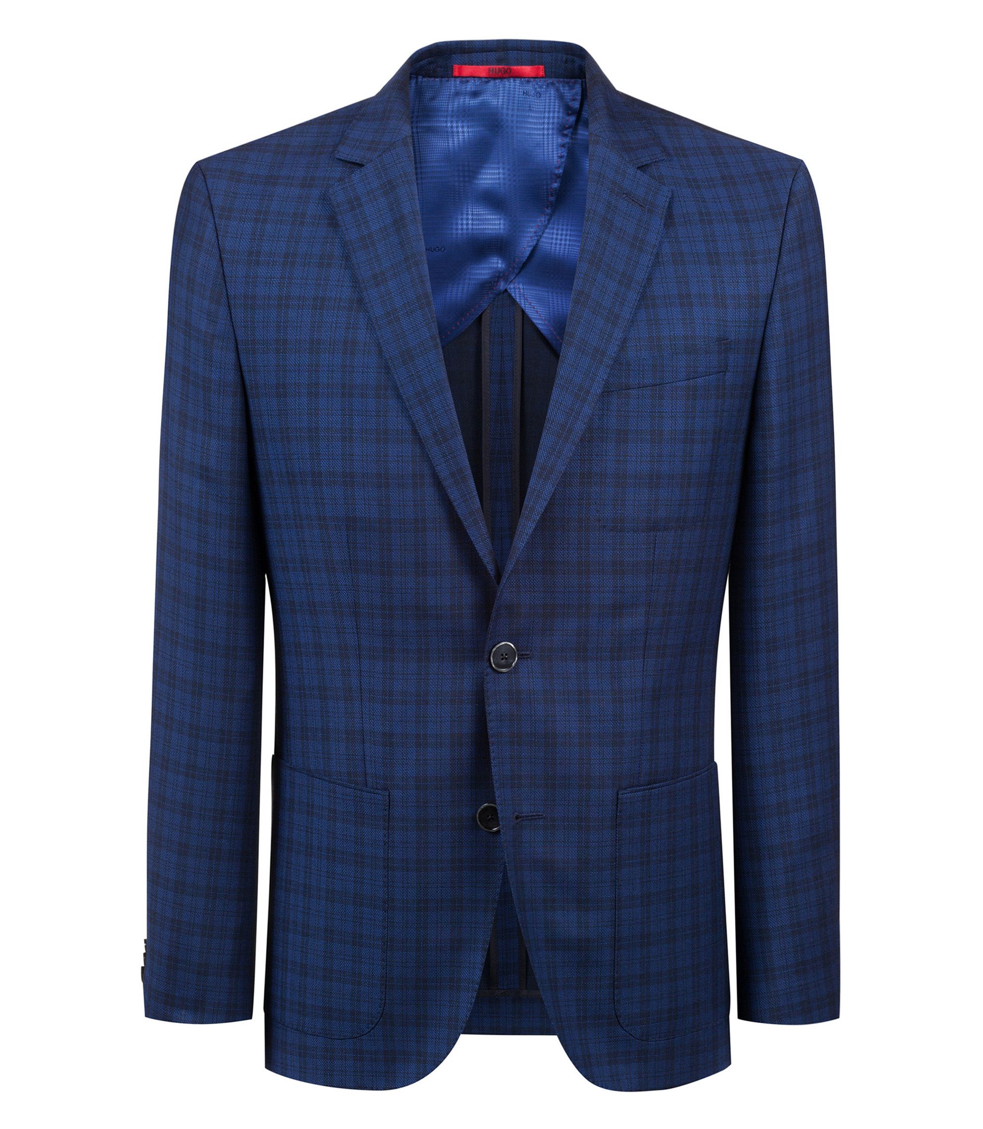 ★総柄 2XL★ HUGOBOSS テーラードジャケット REDA チェック 紺 HUGO - Regular-fit blazer in checkered virgin wool - Dark Blue
