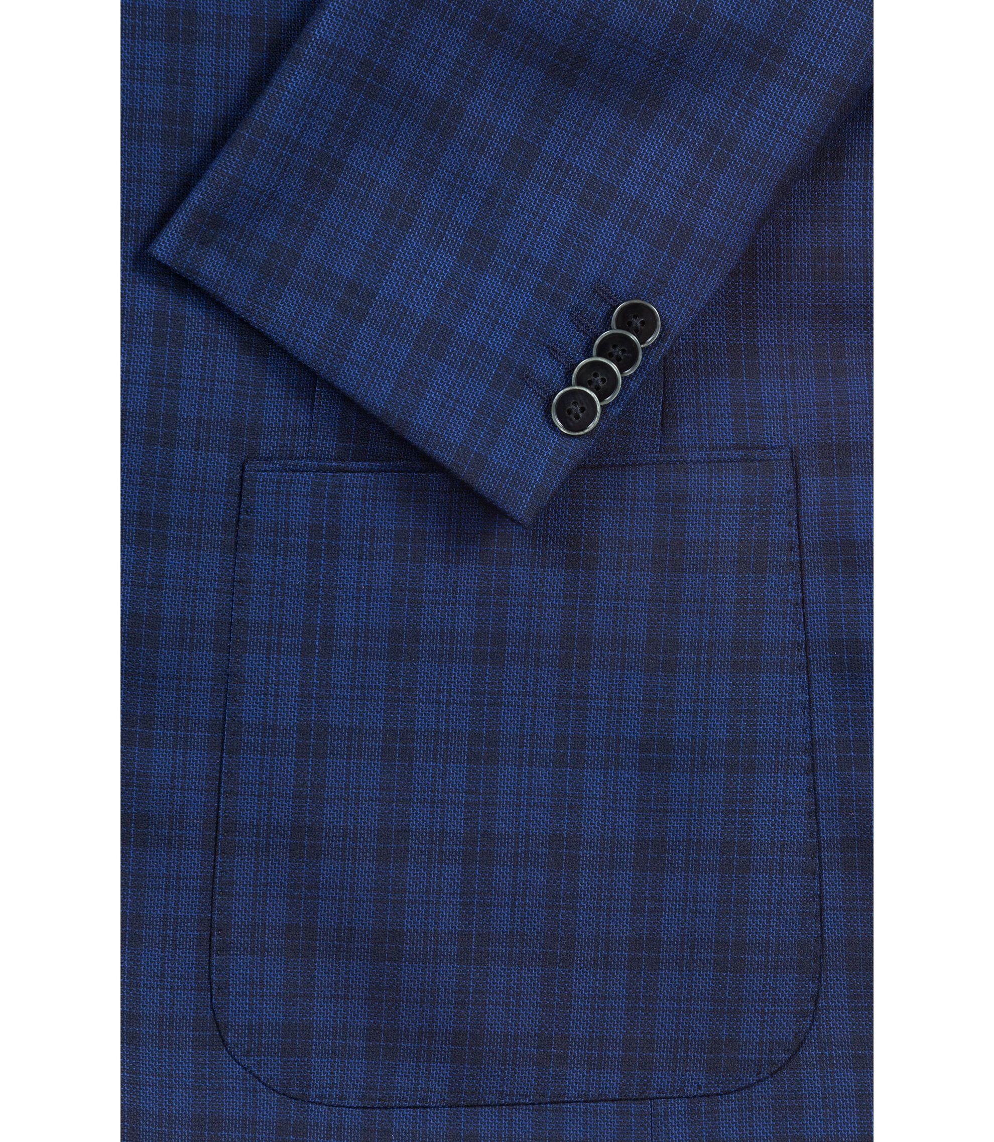 HUGO - Regular-fit blazer in checkered virgin wool - Dark Blue