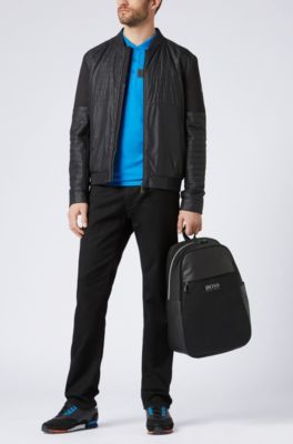 Slim-fit polo shirt with moisture-management, Blue