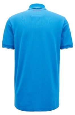Slim-fit polo shirt with moisture-management, Blue