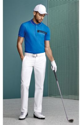 Slim-fit polo shirt with moisture-management, Blue
